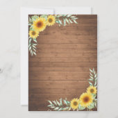 Holz Rustikale Sonnenblume Save the Date Ankündigung (Rückseite)