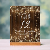 Holz rustikale String leuchtet weißer Blumentisch Acrylschild (Neutral)