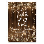 Holz rustikale String leuchtet weißer Blumentisch  Tischnummer (Vorderseite)