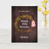 Holz Rustikale und florale Wasserfarbe 35. Geburts Karte (Gelbe Blume)