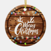 Holz Rustikale Weihnachtsschrift Foto Keramik Ornament (Vorne)