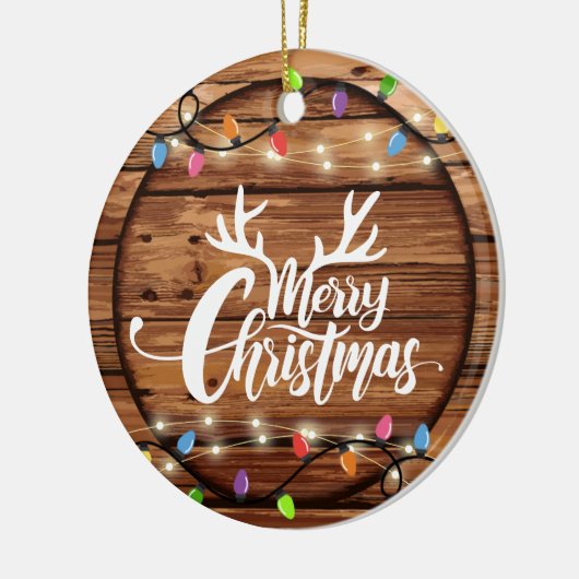 Holz Rustikale Weihnachtsschrift Foto Keramik Ornament (Links)