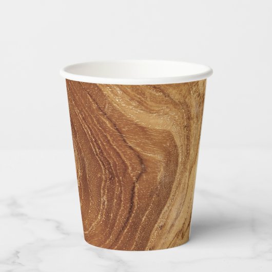 Holz Rustikaler Teakholz Textur Holz Getreide Foto Pappbecher (Rückseite)