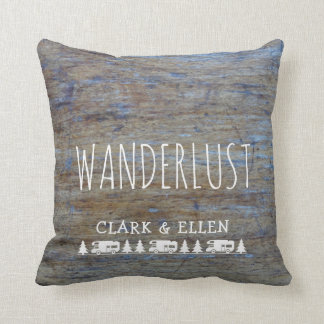 Holz RV-Camper des Wanderlust-Name-| rustikaler Kissen