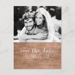 Holz SAVE THE DATE Rustikale Hochzeitsfoto Ankündigungspostkarte