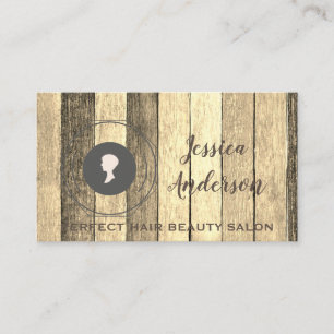 Holz Sepia Rustikal Vintage Haarstyling-Logo Visitenkarte