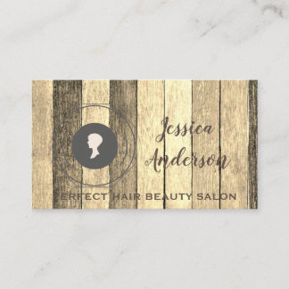 Holz Sepia Rustikal Vintage Haarstyling-Logo Visitenkarte