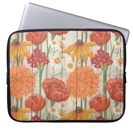 HOLZ SIEHT TEXTURE MIT PASTEL-BLUME AUS LAPTOPSCHUTZHÜLLE (Vorderseite)