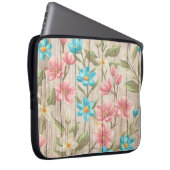 HOLZ SIEHT TEXTURE MIT PASTEL-BLUME AUS LAPTOPSCHUTZHÜLLE (Vorne Rechts)