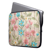 HOLZ SIEHT TEXTURE MIT PASTEL-BLUME AUS LAPTOPSCHUTZHÜLLE (Vorderseite Links)