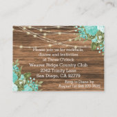 Holz, Signalleuchten und Aquamarine Blume - Empfan Begleitkarte (Rückseite)