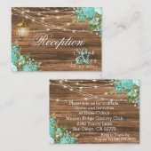 Holz, Signalleuchten und Aquamarine Blume - Empfan Begleitkarte (Vorne/Hinten)