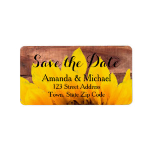 Holz-Sonnenblume Rustikales Save-the-Date-Label Adressaufkleber