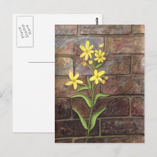 Holz Sonnenblumengemälde Postkarte (Vorne/Hinten)