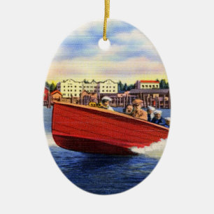 Holz-Speedboot auf dem Lake Coeur d'Alene, Idaho Keramikornament