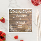 Holz-, Spitz- und Twinkle-Lichter Hochzeit Serviette (Beispiel)