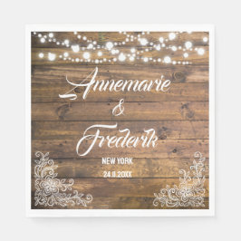 Holz-, Spitz- und Twinkle-Lichter Hochzeit Serviette