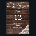 Holz, Spitzen, Saitenleuchten Tischnummer<br><div class="desc">Dress up your wedding oder Party Tische mit diesem schicken Holz,  Spitzen,  String Lights Tischnummer Card.</div>
