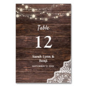 Holz, Spitzen, Saitenleuchten Tischnummer (Rückseite)