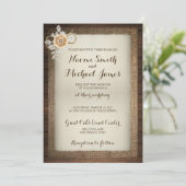Holz, Spitzen und Burlap - Einladung zur Hochzeit (Stehend Vorderseite)