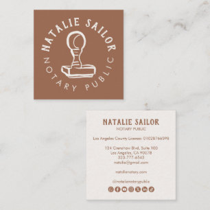 Holz-Stempel-Logo Notar CUSTOM Social Icon Quadratische Visitenkarte
