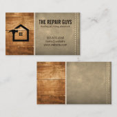 Holz | Stitched Sepia Leather Visitenkarte (Vorne/Hinten)