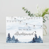 Holz, String-Leuchten, Aquarell-Überdachungskarte Einladung (Stehend Vorderseite)