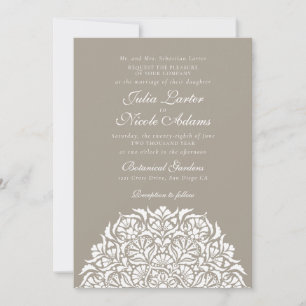 Holz Taupe Beige Whimsical Floral Mandala Hochzeit Einladung