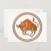 Holz Taurus Zodiac Bull Astrologie Zeichen Postkarte (Vorne/Hinten)