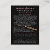 Holz-Therapieorgan, das FAQ-Informationen enthält Visitenkarte (Vorderseite)