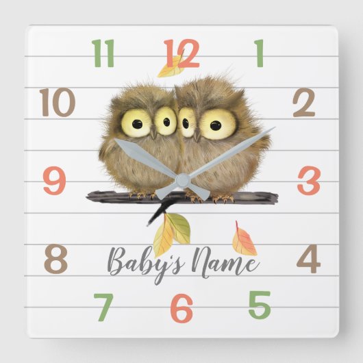 Holz Tiere Owls Kinderzimmer Decke Wand Uhr (Vorderseite)