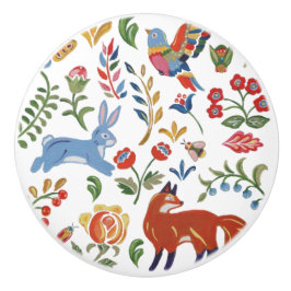 Holz Tierische Blume Rustikale Folklorekunst farbe Keramikknauf