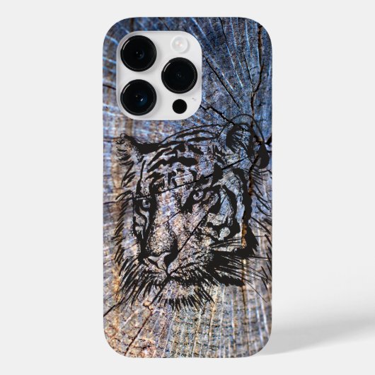 Holz Tiger Blau Case-Mate iPhone Hülle (Rückseite)