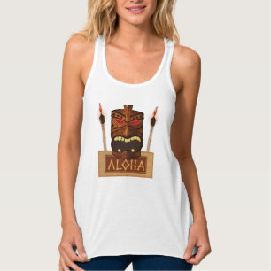 Holz-Tiki-Maske Vintage Retro ALOHA Luau Hawaiian Tank Top