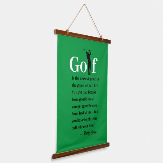 Holz Topped Golf Quote Tapestry Wandteppich Mit Holzrahmen (Gewinkelt)