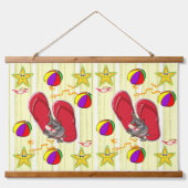 Holz Topped Wall Tapestry Beach House Wandteppich Mit Holzrahmen (Vorne)
