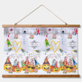 Holz Topped Wall Tapestry Frohe Weihnachten Geburt Wandteppich Mit Holzrahmen (Vorne)