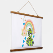 Holz Topped Wall Tapestry Schlange Regenbogen Wandteppich Mit Holzrahmen (Gewinkelt)