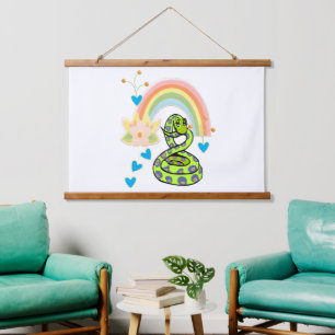 Holz Topped Wall Tapestry Schlange Regenbogen Wandteppich Mit Holzrahmen