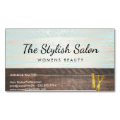Holz Trim Gold Brushed Beauty Salon Magnetische Visitenkarte (Vorderseite)