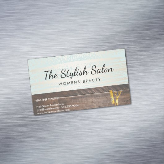 Holz Trim Gold Brushed Beauty Salon Magnetische Visitenkarte (Beispiel)