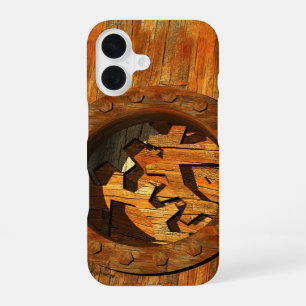 Holz Uhrwerk iPhone 16 Hülle