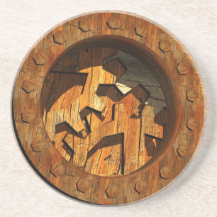 Holz Uhrwerk Sandstein Untersetzer