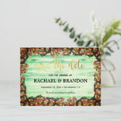 Holz und Blume rustikal Save the Date Vintag (Stehend Vorderseite)