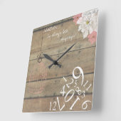 Holz und Blumen immer zu spät: Uhr an der Wand (Winkel)