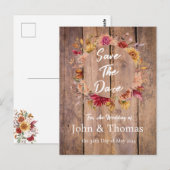 Holz und Fall Blume Save the Date Postkarte (Vorne/Hinten)