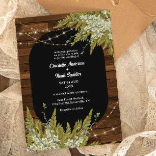 Holz und Grün Rustikale Hochzeit Einladung