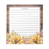 Holz und Herbstsonnenblumen Notepad Notizblock (Vorderseite)