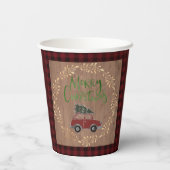 Holz und Karierte Weihnachten Pappbecher (Rückseite)