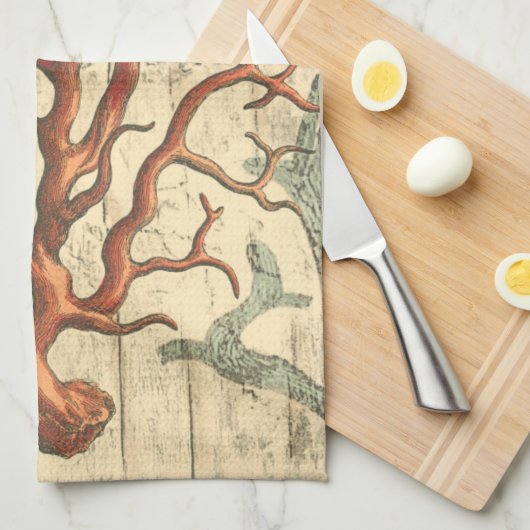 Holz und kleine Korallen Geschirrtuch (Viertel Falte)